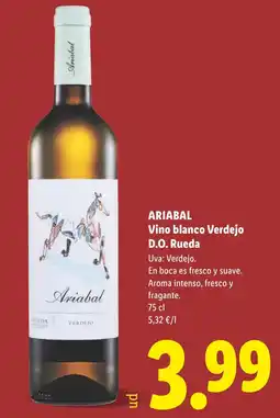 Lidl ARIABAL Vino blanco Verdejo D.O. Rueda oferta