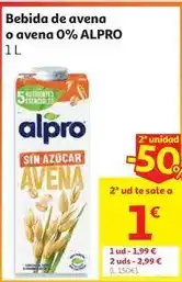 Alcampo Alpro - bebida de avena o avena 0% oferta