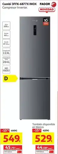 Alcampo Combi nf 201cm fagor 3ffk-6877 vit.control/ c/ xxl/ an oferta