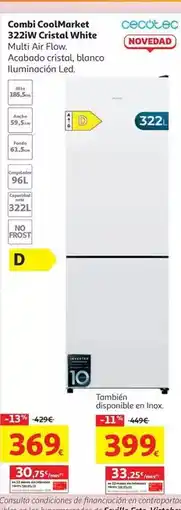 Alcampo Combi nf 185,5 cm cecotec c-market 322 cristal whit/e/nov/an oferta