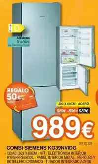 Expert Siemens - combi acero kg39nvidg oferta