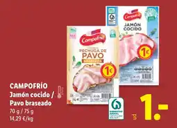 Lidl CAMPOFRÍO Jamón cocido / Pavo braseado oferta