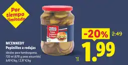 Lidl MCENNEDY Pepinillos a rodajas oferta
