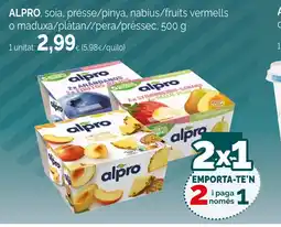 Condis ALPRO, soia, présse/pinya, nabius/fruits vermells o maduxa/plàtan//pera/préssec oferta