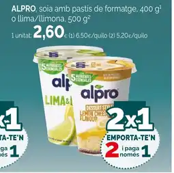 Condis ALPRO, soia amb pastís de formatge, o llima/llimona oferta