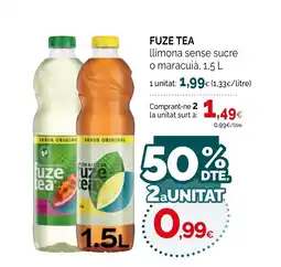 Condis FUZE TEA Llimona sense sucre o maracuià oferta