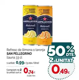 Condis SAN PELLEGRINO Refresc de llimona o taronja oferta