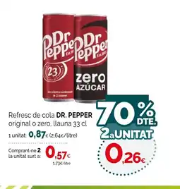 Condis DR PEPPER Refresc de cola original o zero, llauna oferta