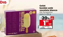 Maxi Dia DIA TEMPTATION Gelat bombó amb xocolata blanca oferta