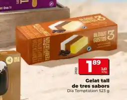 Maxi Dia DIA TEMPTATION Gelat tall de tres sabors oferta