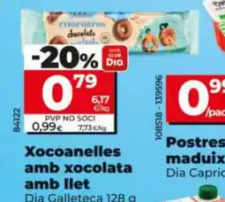 Maxi Dia DIA GALLETECA Xocoanelles amb xocolata amb llet oferta