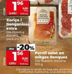 Maxi Dia DIA NUESTRA ALACENA Pernil salat en mitges llenques oferta