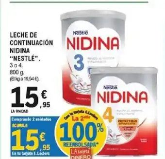 E.Leclerc NESTLÉ Leche de continuación nidina oferta