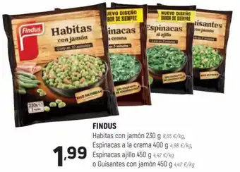 Coviran Findus Habitas con Jamón 230 g/Espinacas a la Crema 400 g/Espinacas Ajillo 450 g/ o Guisantes con Jamón 450 g oferta