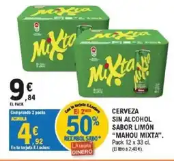 E.Leclerc MAHOU MIXTA Cerveza sin alcohol sabor limón oferta