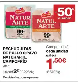 Supercor CAMPOFRÍO Pechuguitas de pollo o pavo naturarte oferta