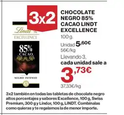 Supercor LINDT EXCELLENCE Chocolate negro 85% cacao oferta