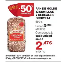 Supercor OROWEAT Pan de molde 12 semillas y cereales oferta
