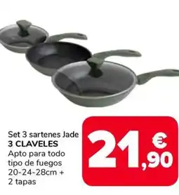 Supeco 3 CLAVELES Set 3 sartenes Jade oferta
