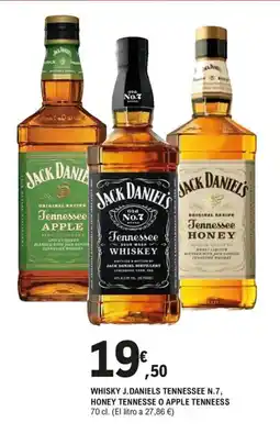 E.Leclerc Whisky j.daniels tennessee n.7, honey tennesse o apple tenneess oferta