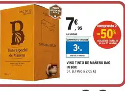 E.Leclerc Vino tinto de mañeru bag in box oferta