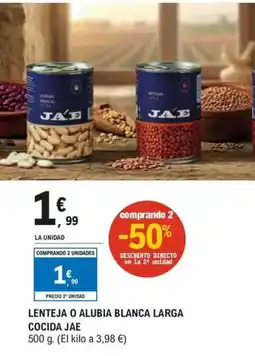 E.Leclerc Lenteja o alubia blanca larga cocida jae oferta