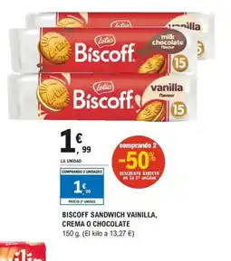 E.Leclerc Biscoff sandwich vainilla, crema o chocolate oferta
