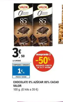 E.Leclerc Chocolate 0% azúcar 85% cacao valor oferta