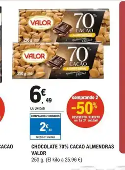 E.Leclerc Chocolate 70% cacao almendras valor oferta