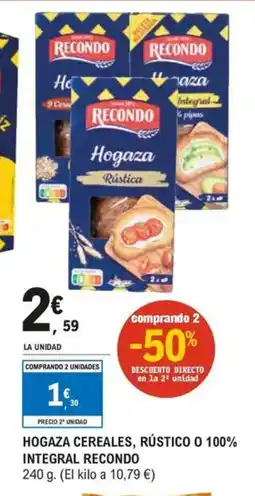 E.Leclerc Hogaza cereales, rústico o 100% integral recondo oferta
