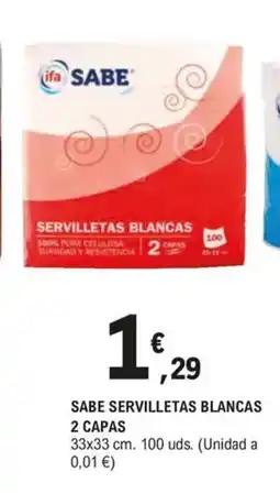 E.Leclerc Sabe servilletas blancas 2 capas oferta