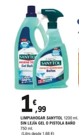 E.Leclerc Limpiahogar sanytol sin lejía gel o pistola baño oferta