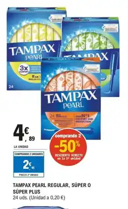 E.Leclerc Tampax pearl regular, súper o súper plus oferta
