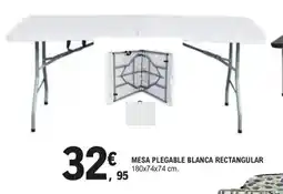 E.Leclerc Mesa plegable blanca rectangular oferta