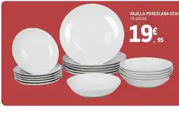 E.Leclerc Vajilla porcelana eco+ 18 piezas oferta