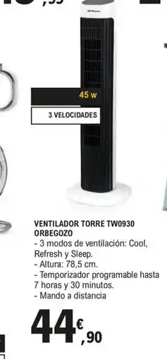 E.Leclerc Ventilador torre tw0930 orbegozo oferta