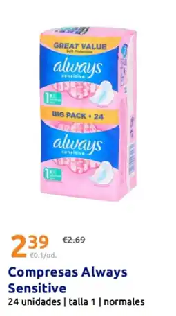 Action ALWAYS Compresas Sensitive oferta