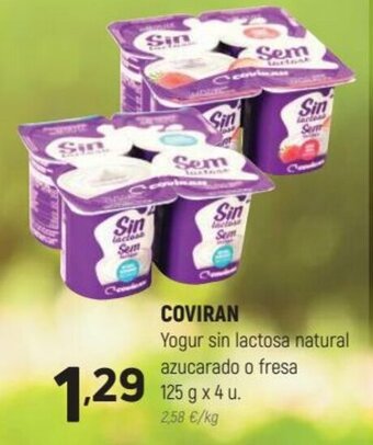 Coviran Coviran Yogur Sin Lactosa Natural Azucarado o Fresa 125 g x 4 u. oferta