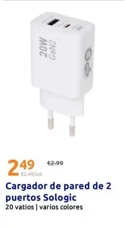 Action SOLOGIC Cargador de pared de 2 puertos oferta