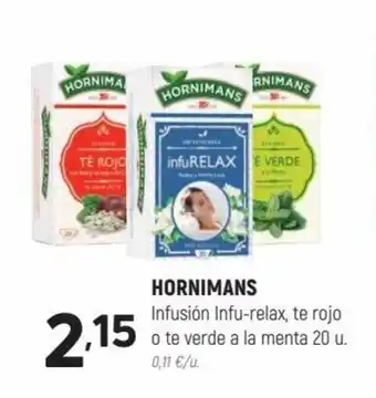 Coviran Hornimans Infusión Infu-relax, Te Rojo o Te Verde A La Menta 20 u. oferta