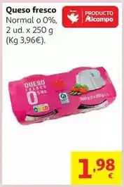 Alcampo Q.blanco pasteurizado 0 % auchan 2 x 250 oferta