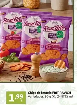 Alcampo Chips lenteja tomate-albahaca frit ravich real bites 80 g oferta