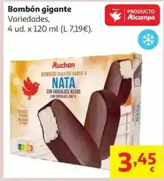 Alcampo Bombon gigante chocolate negro auchan 4x120ml 334g oferta