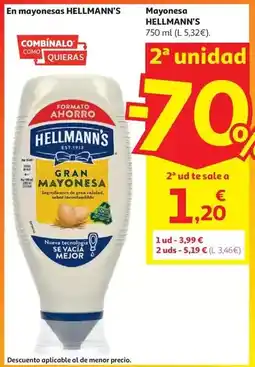 Alcampo Hellmann's mayonesa con mostaza bocabajo 430 ml oferta