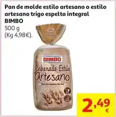 Alcampo Pan molde bimbo reb estilo artesano 500grs oferta