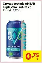 Alcampo Cerveza tostada ambar triple zero prob lata 33cl oferta