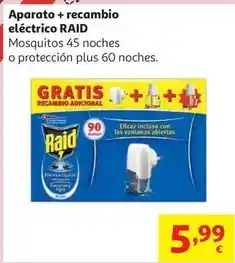 Alcampo Aparato + recambio electrico mosquitos raid 45 noches oferta