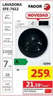 Alcampo Lavd. 7kg 1200rpm fagor 5fe-7612/c.elec/a/nov/ an oferta