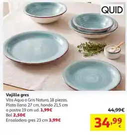 Alcampo Vajilla gres gris perla 18pzas vita quid oferta