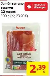 Alcampo Jamón serrano reserva 12 meses oferta